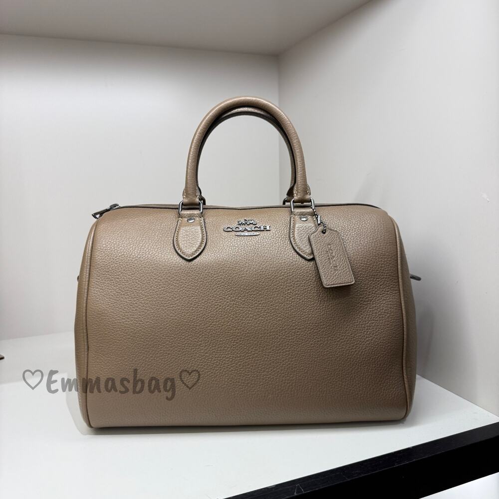 Coach Rowan Large Satchel Bag CV960 pebbled leather/Gunmetal/Dark Stone